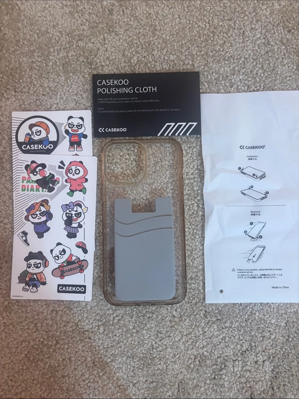 Clear Phone Case with Gray Card Pocket - Transparent Protection